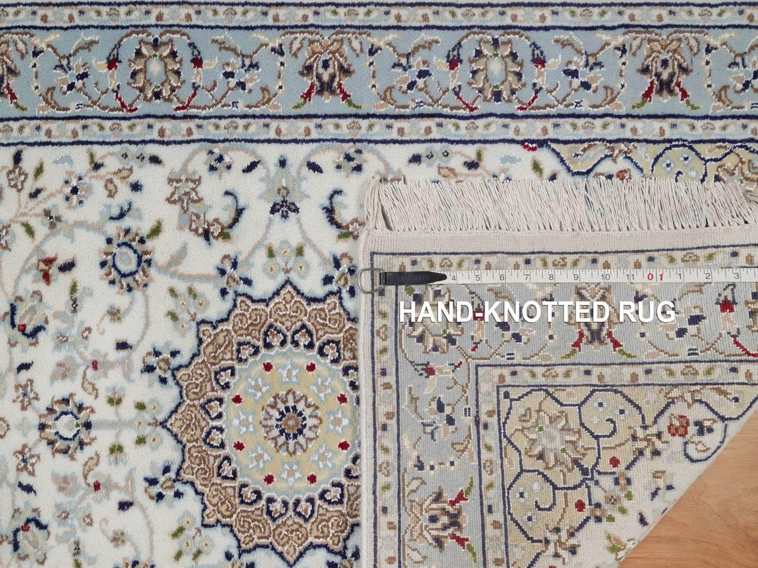 2'9" x 6'5" New Hand Knotted Ivory Wool & Silk Runner Oriental Rug - MOA10292116