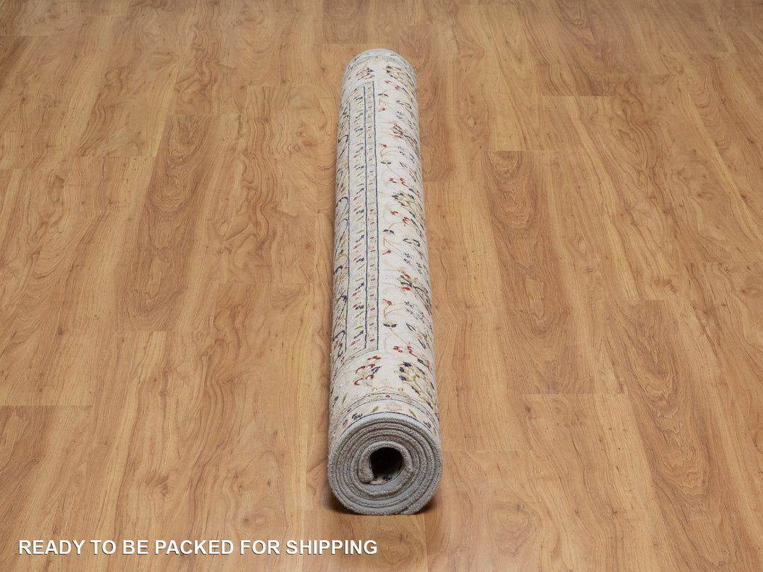 6'4" x 6'9" New Hand Knotted Blue Wool & Silk Square Oriental Rug - MOA10292117