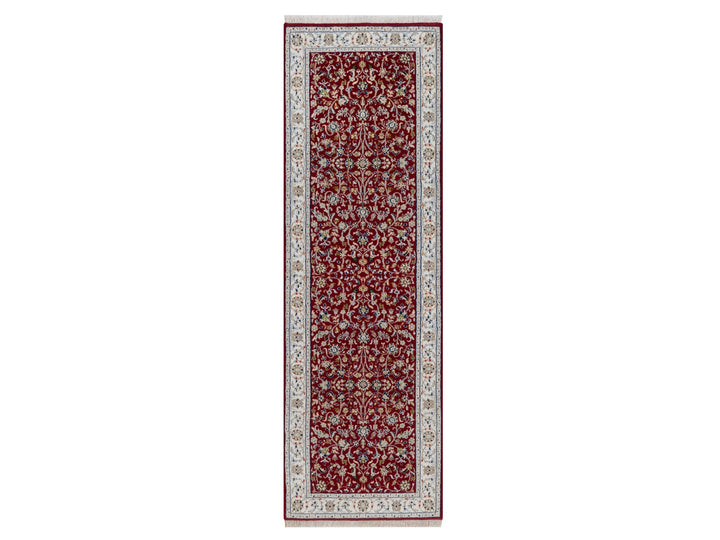 2'7" x 8'3" New Hand Knotted Red Wool & Silk Runner Oriental Rug - MOA10292119
