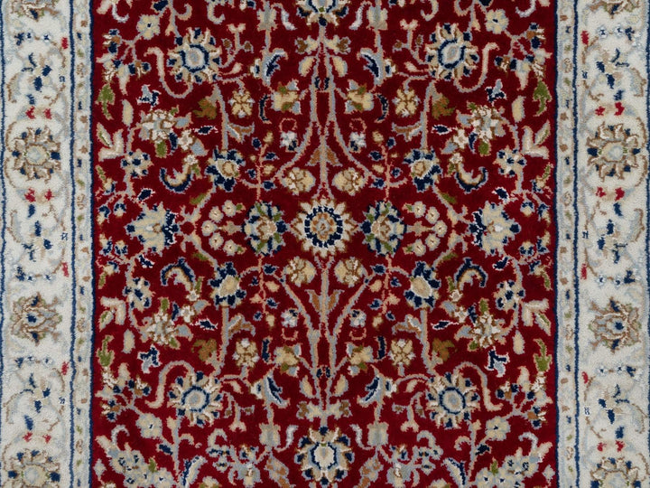2'7" x 8'3" New Hand Knotted Red Wool & Silk Runner Oriental Rug - MOA10292119