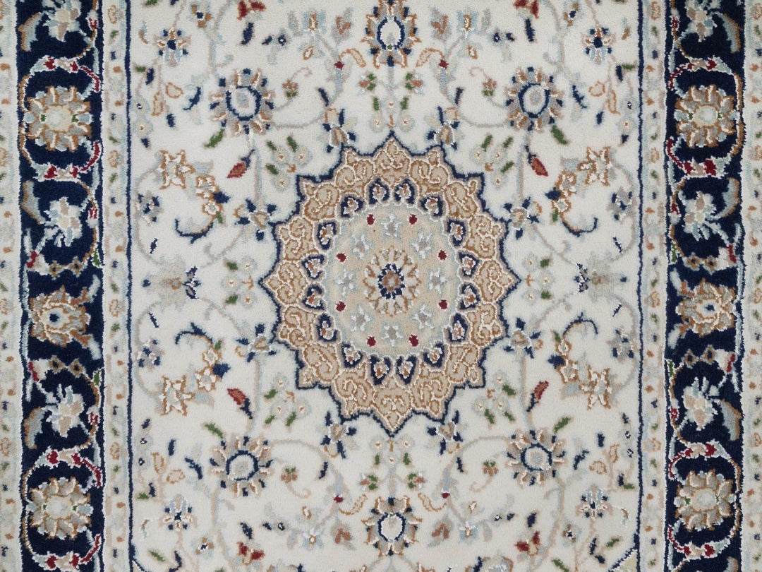 2'7" x 6'1" New Hand Knotted Ivory Wool & Silk Runner Oriental Rug - MOA10292120