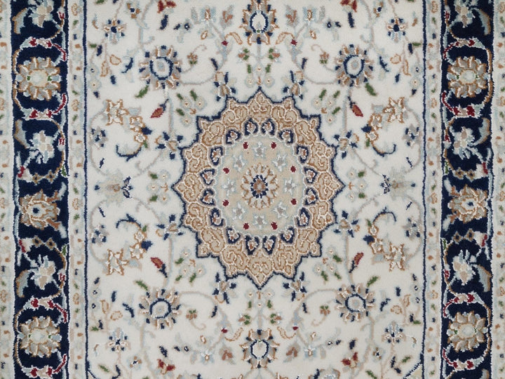 2'7" x 6'1" New Hand Knotted Ivory Wool & Silk Runner Oriental Rug - MOA10292120