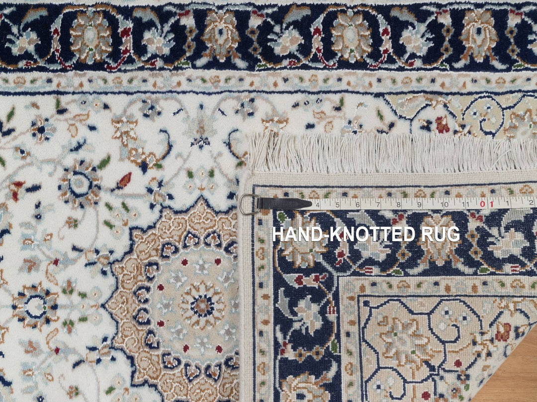 2'7" x 6'1" New Hand Knotted Ivory Wool & Silk Runner Oriental Rug - MOA10292121