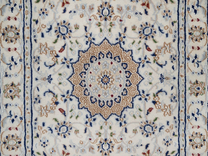 2'8" x 6'2" New Hand Knotted Ivory Wool & Silk Runner Oriental Rug - MOA10292122