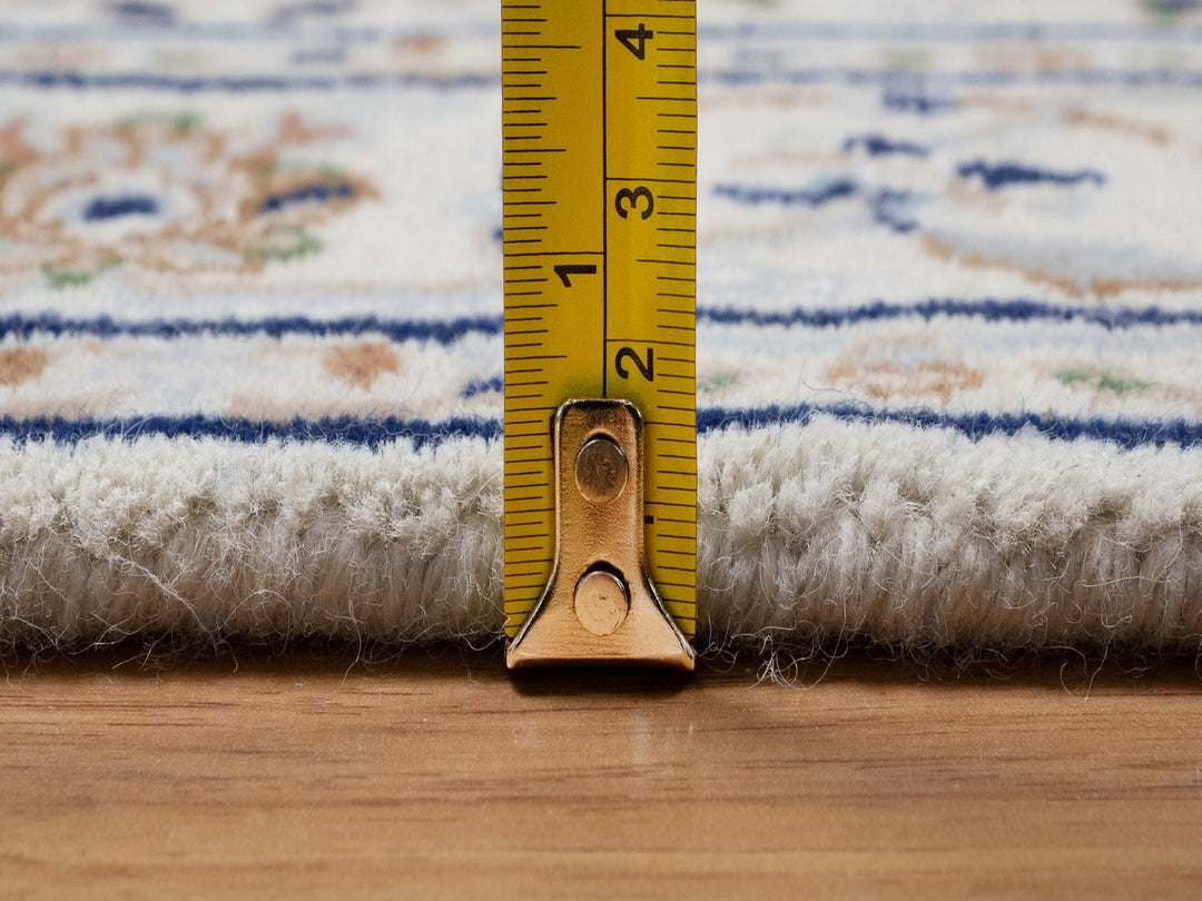 2'8" x 6'2" New Hand Knotted Ivory Wool & Silk Runner Oriental Rug - MOA10292122