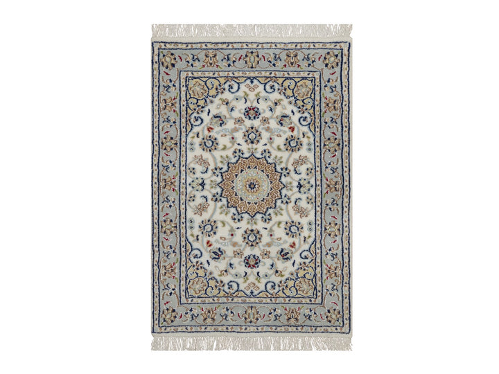 2'1" x 3'2" New Hand Knotted Ivory Wool & Silk Rectangle Oriental Rug - MOA10292123