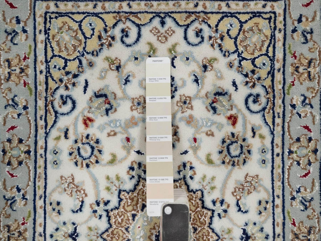 2'1" x 3'3" New Hand Knotted Ivory Wool & Silk Rectangle Oriental Rug - MOA10292124