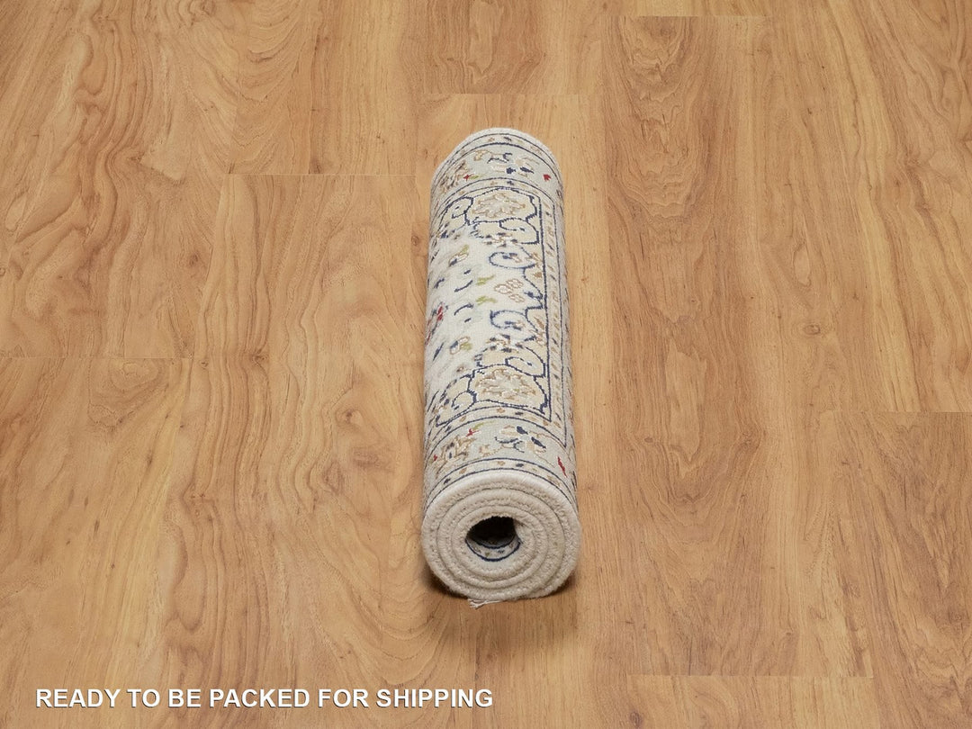 2'1" x 3'3" New Hand Knotted Ivory Wool & Silk Rectangle Oriental Rug - MOA10292124