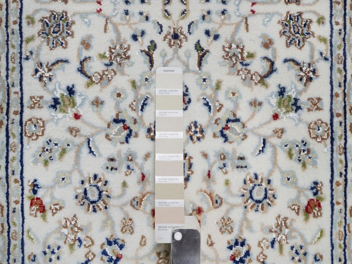 2'6" x 21'5" New Hand Knotted Ivory Wool & Silk Runner Oriental Rug - MOA10292129