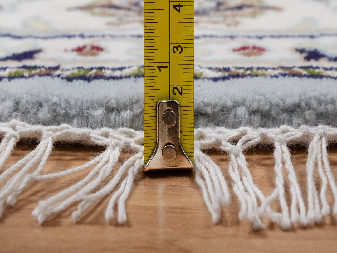 5'0" x 5'1" New Hand Knotted Blue Wool & Silk Round Oriental Rug - MOA10292134