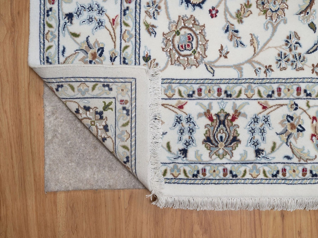 6'0" x 9'3" New Hand Knotted Ivory Wool & Silk Rectangle Oriental Rug - MOA10292139