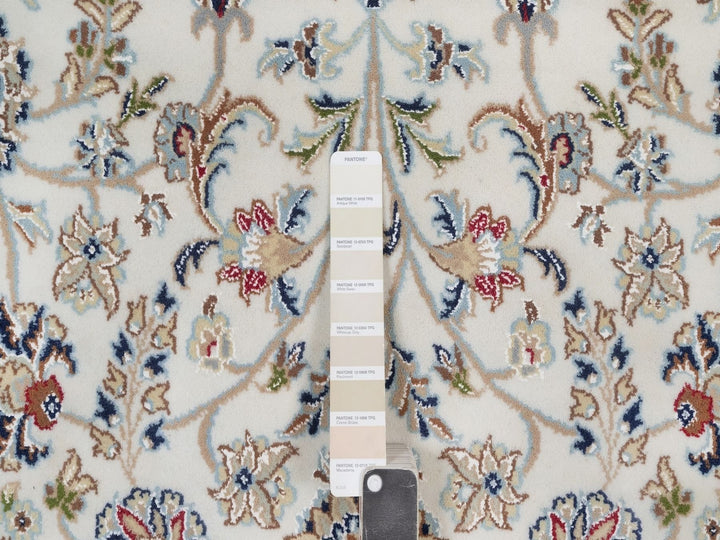 6'0" x 9'3" New Hand Knotted Ivory Wool & Silk Rectangle Oriental Rug - MOA10292139