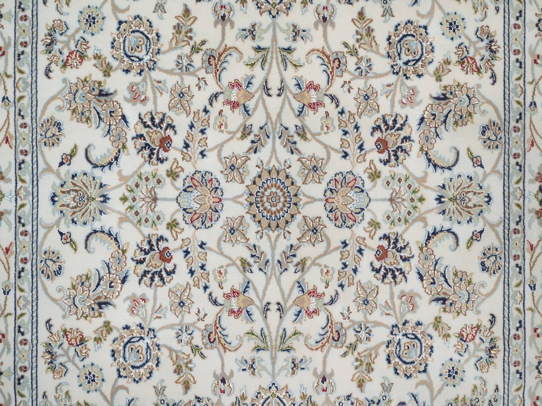 6'0" x 9'3" New Hand Knotted Ivory Wool & Silk Rectangle Oriental Rug - MOA10292139