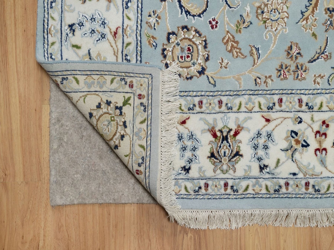 5'11" x 9'4" New Hand Knotted Blue Wool & Silk Rectangle Oriental Rug - MOA10292140