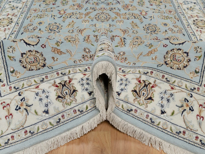 5'11" x 9'4" New Hand Knotted Blue Wool & Silk Rectangle Oriental Rug - MOA10292140