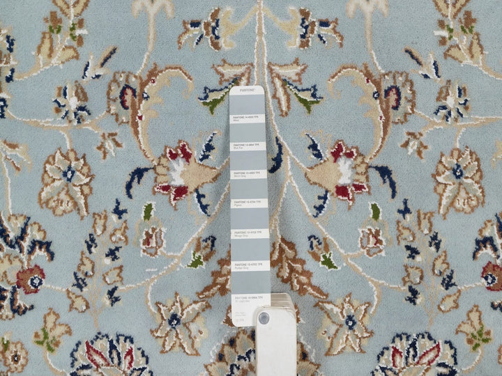 5'11" x 9'4" New Hand Knotted Blue Wool & Silk Rectangle Oriental Rug - MOA10292140