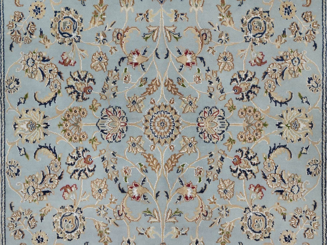 5'11" x 9'4" New Hand Knotted Blue Wool & Silk Rectangle Oriental Rug - MOA10292140