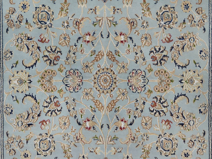 5'11" x 9'4" New Hand Knotted Blue Wool & Silk Rectangle Oriental Rug - MOA10292140