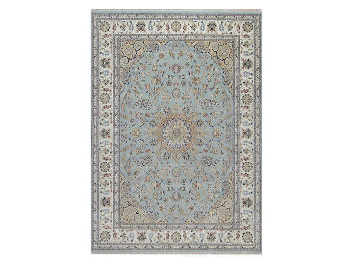 8'10" x 12'6" New Hand Knotted Blue Wool & Silk Rectangle Oriental Rug - MOA10292141