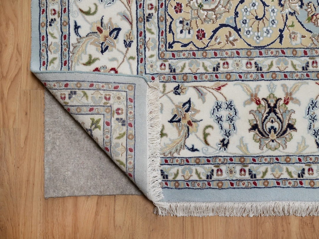 8'10" x 12'6" New Hand Knotted Blue Wool & Silk Rectangle Oriental Rug - MOA10292141