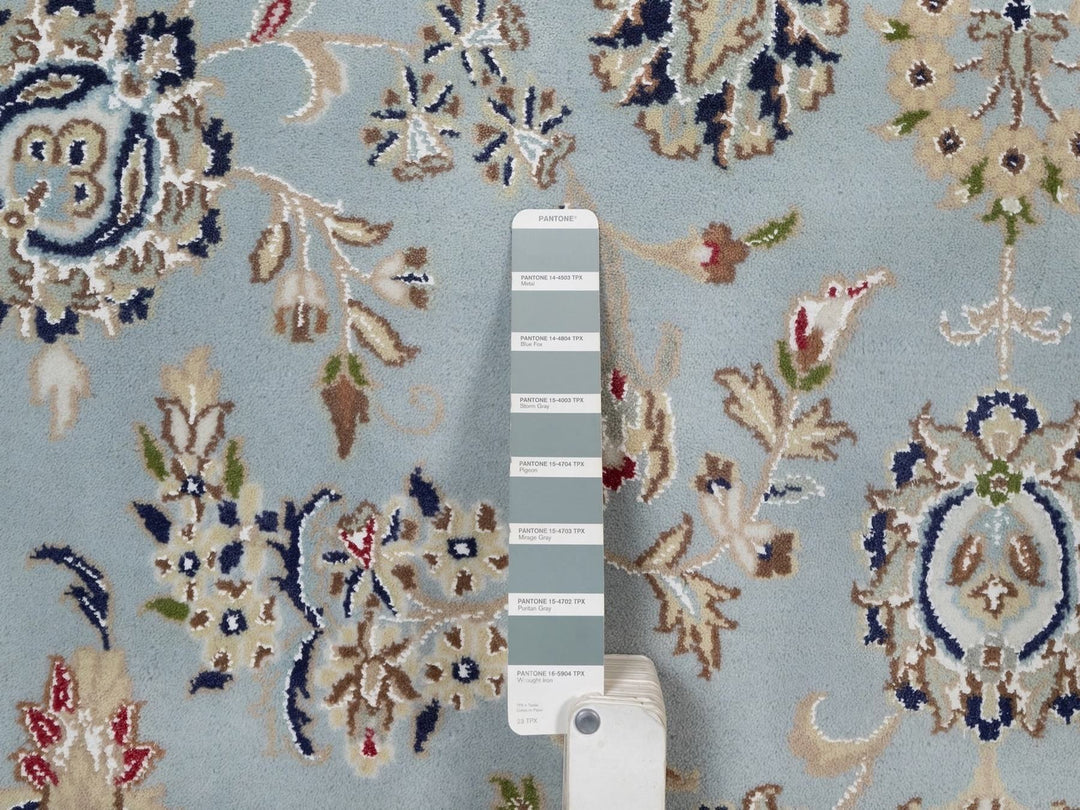 8'10" x 12'6" New Hand Knotted Blue Wool & Silk Rectangle Oriental Rug - MOA10292141