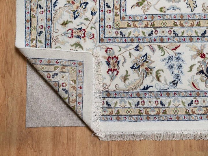 12'3" x 15'1" New Hand Knotted Ivory Wool & Silk Rectangle Oriental Rug - MOA10292142