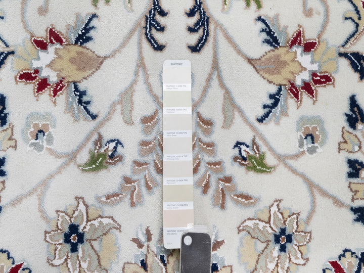 12'3" x 15'1" New Hand Knotted Ivory Wool & Silk Rectangle Oriental Rug - MOA10292142