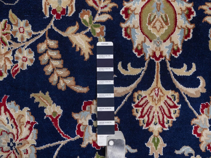 11'7" x 15'7" New Hand Knotted Blue Wool & Silk Rectangle Oriental Rug - MOA10292143