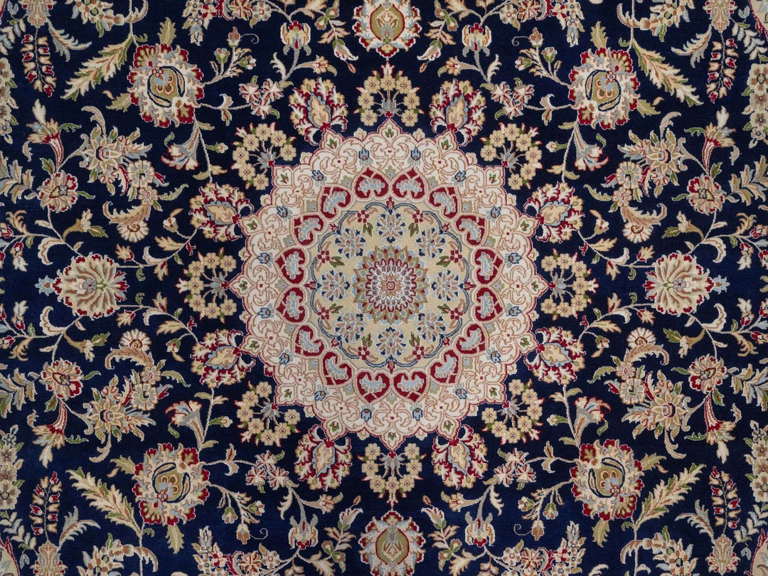 11'7" x 15'7" New Hand Knotted Blue Wool & Silk Rectangle Oriental Rug - MOA10292143