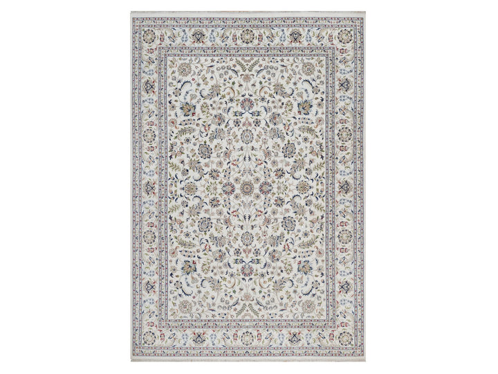 9'7" x 14'0" New Hand Knotted Ivory Wool & Silk Rectangle Oriental Rug - MOA10292144