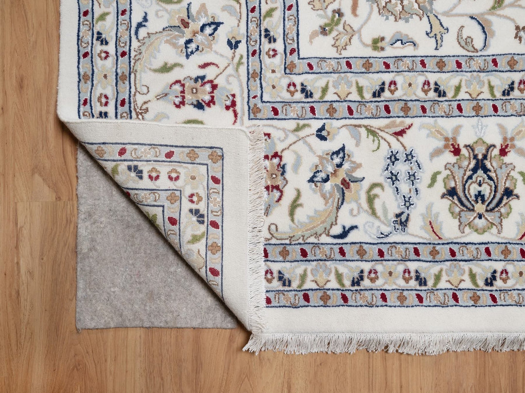 9'7" x 14'0" New Hand Knotted Ivory Wool & Silk Rectangle Oriental Rug - MOA10292144