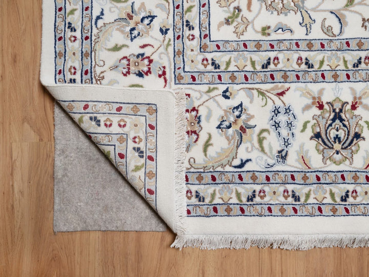 9'7" x 14'0" New Hand Knotted Ivory Wool & Silk Rectangle Oriental Rug - MOA10292144