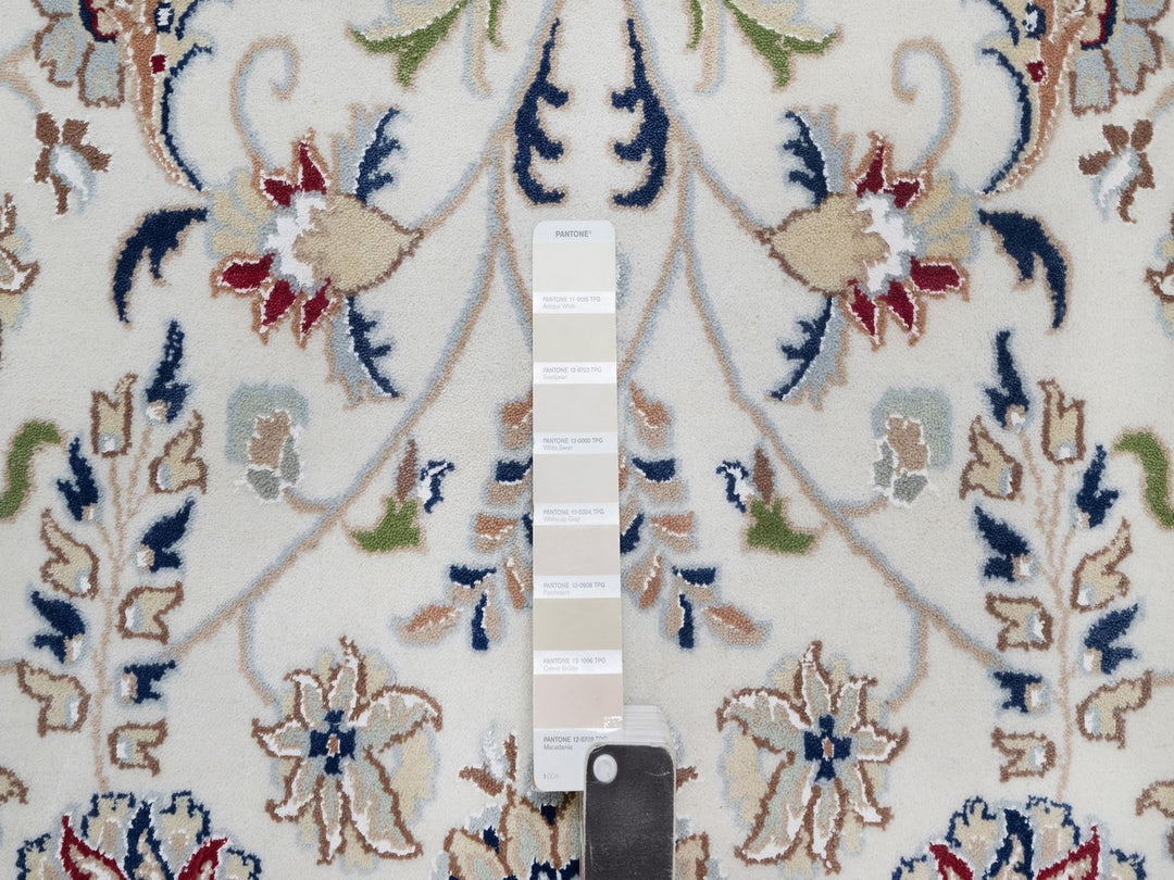 9'7" x 14'0" New Hand Knotted Ivory Wool & Silk Rectangle Oriental Rug - MOA10292144