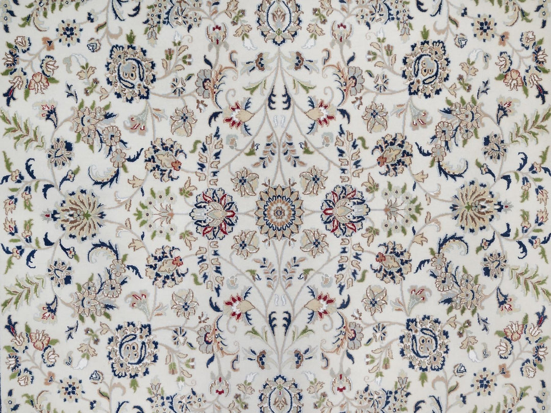 9'7" x 14'0" New Hand Knotted Ivory Wool & Silk Rectangle Oriental Rug - MOA10292144