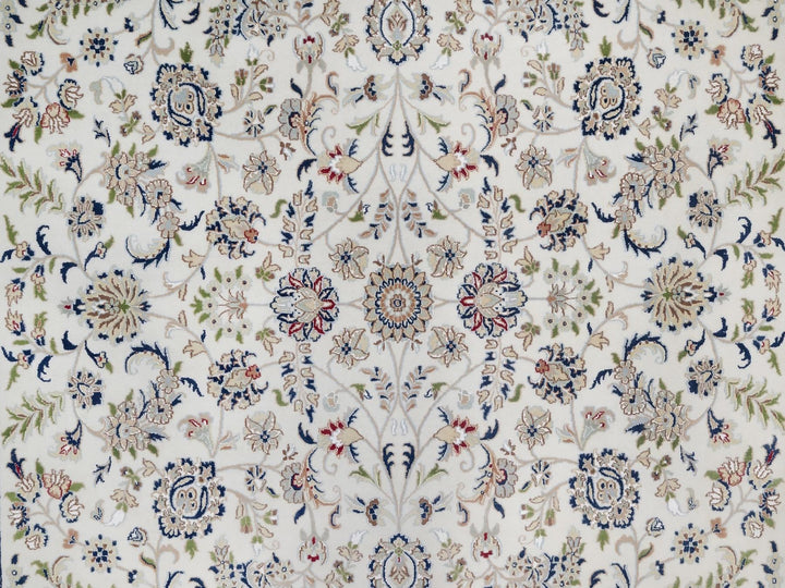 9'7" x 14'0" New Hand Knotted Ivory Wool & Silk Rectangle Oriental Rug - MOA10292144