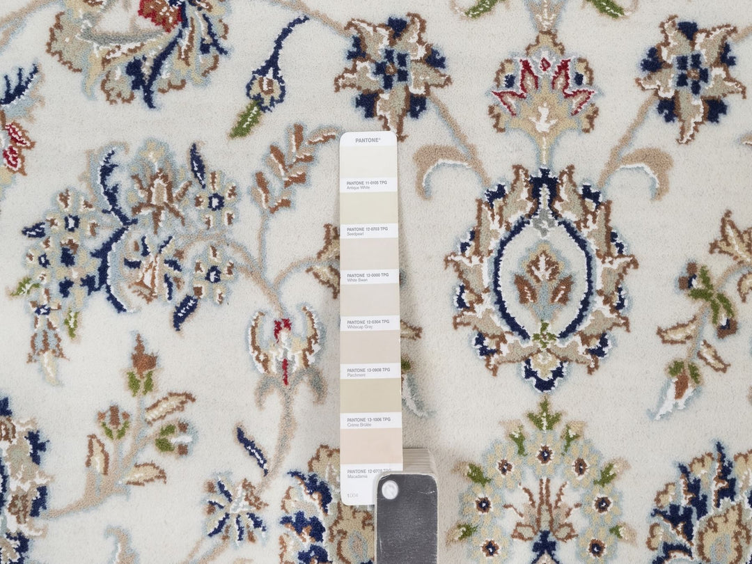 7'10" x 10'0" New Hand Knotted Ivory Wool & Silk Rectangle Oriental Rug - MOA10292145