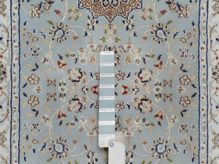 2'9" x 12'2" New Hand Knotted Blue Wool & Silk Runner Oriental Rug - MOA10292146