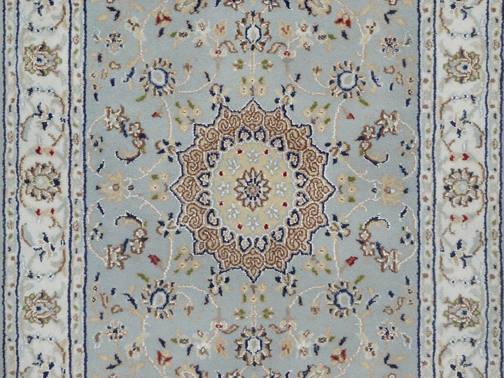 2'9" x 12'2" New Hand Knotted Blue Wool & Silk Runner Oriental Rug - MOA10292146