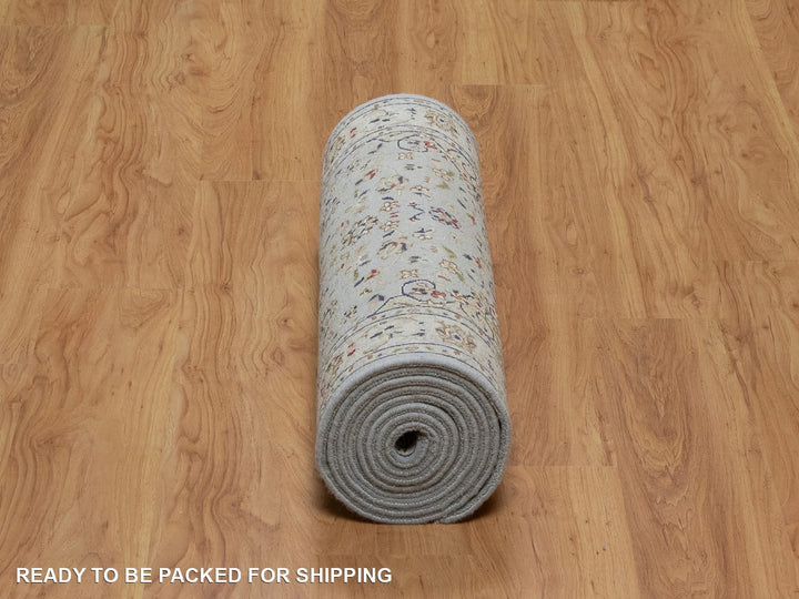 2'9" x 12'2" New Hand Knotted Blue Wool & Silk Runner Oriental Rug - MOA10292146