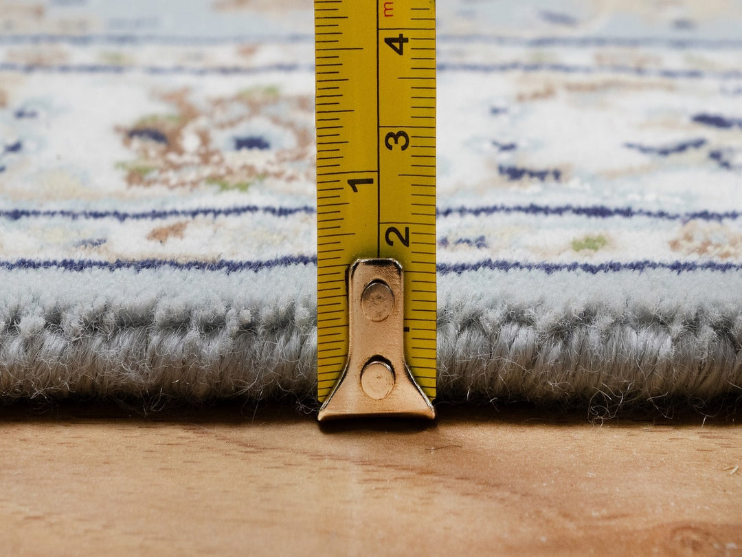 2'9" x 12'2" New Hand Knotted Blue Wool & Silk Runner Oriental Rug - MOA10292146