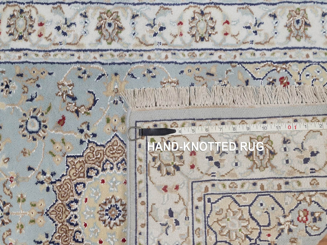 2'9" x 12'2" New Hand Knotted Blue Wool & Silk Runner Oriental Rug - MOA10292146