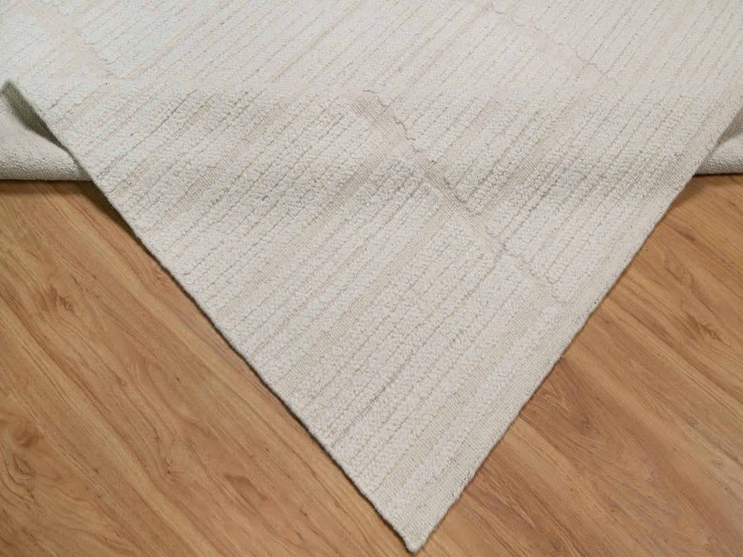 8'1" x 10'1" New Hand Knotted Ivory Wool Rectangle Oriental Rug - MOA10292147