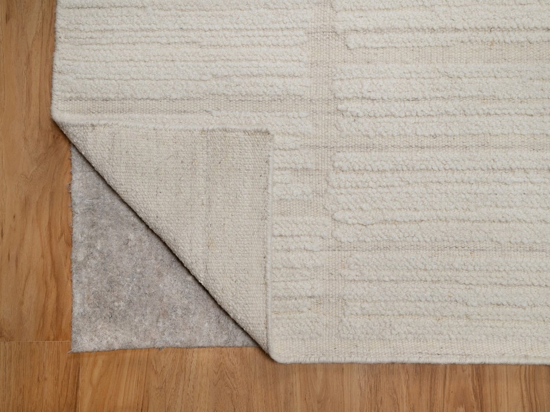 8'1" x 10'0" New Hand Knotted Ivory Wool Rectangle Oriental Rug - MOA10292148