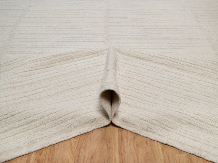 8'1" x 10'0" New Hand Knotted Ivory Wool Rectangle Oriental Rug - MOA10292148