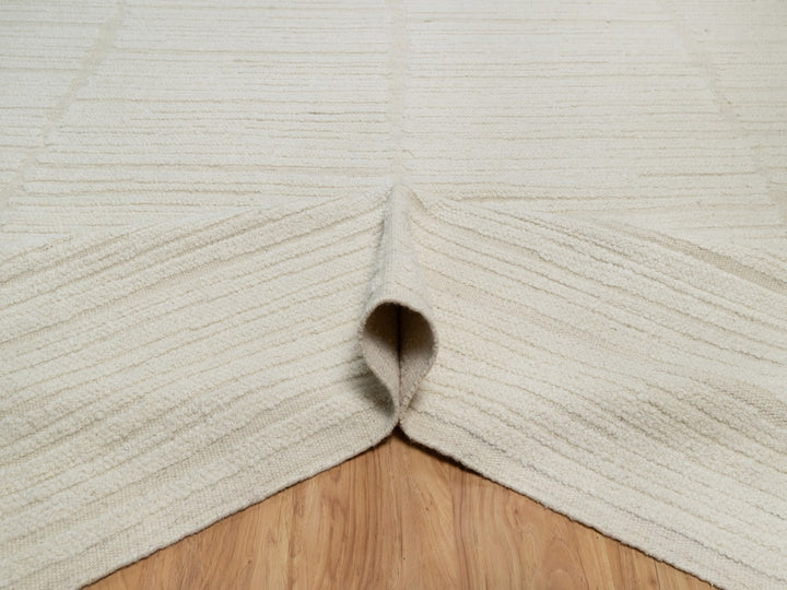 9'1" x 12'3" New Hand Knotted Ivory Wool Rectangle Oriental Rug - MOA10292149