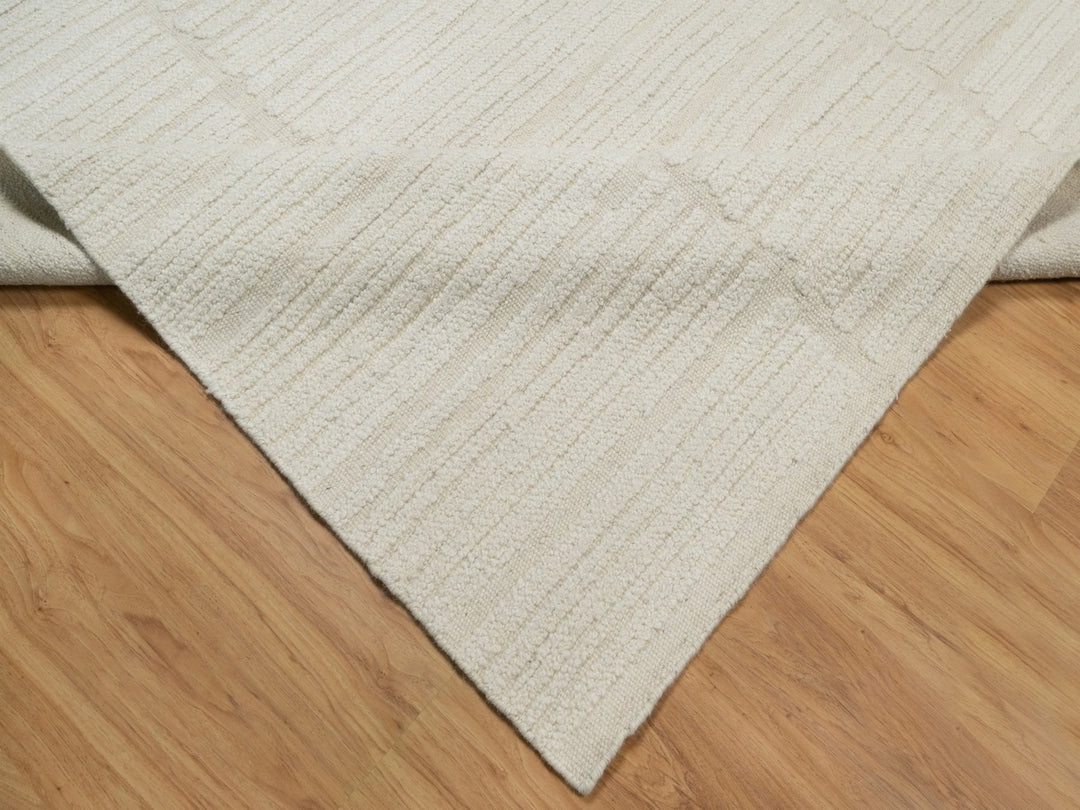 9'1" x 12'3" New Hand Knotted Ivory Wool Rectangle Oriental Rug - MOA10292149