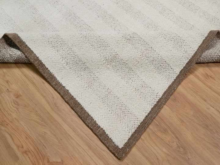 9'1" x 12'0" New Hand Knotted Ivory Wool Rectangle Oriental Rug - MOA10292150