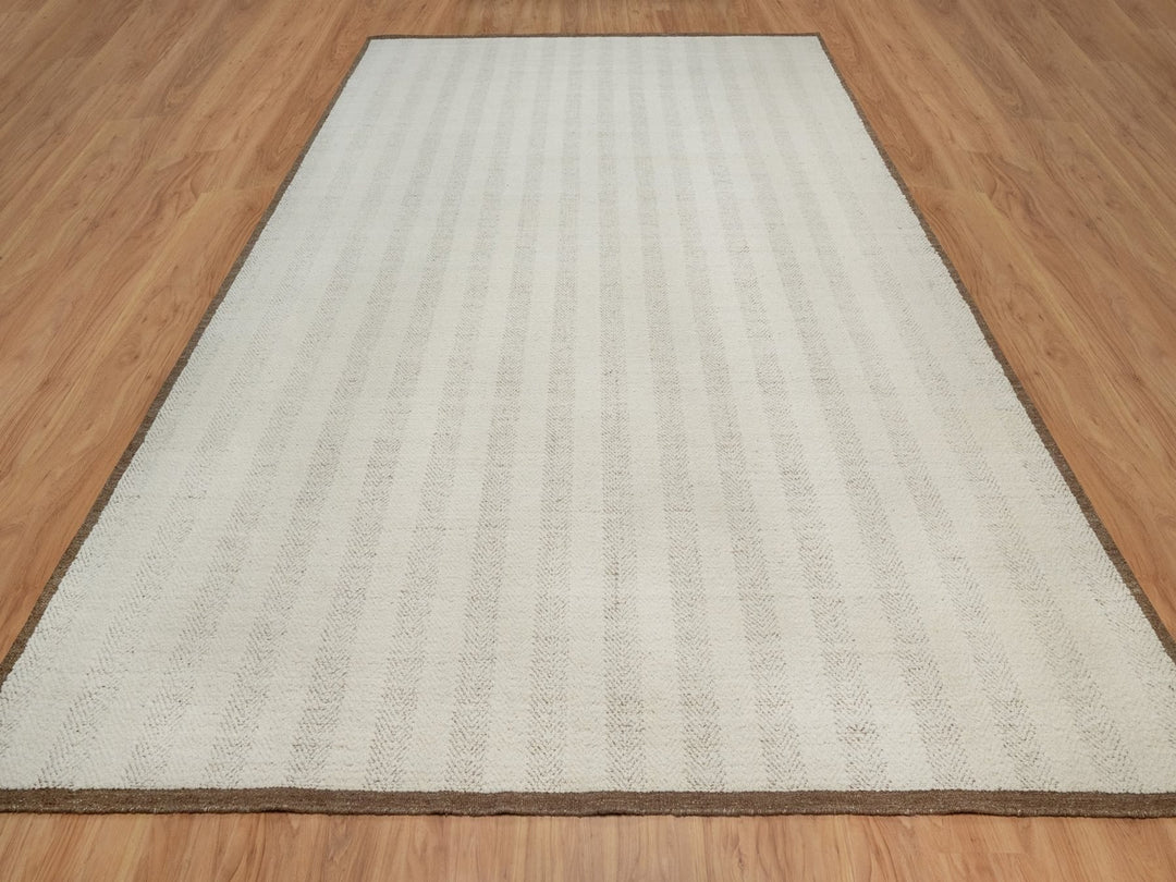 10'0" x 14'0" New Hand Knotted Ivory Wool Rectangle Oriental Rug - MOA10292151