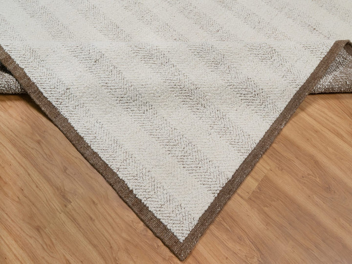 10'0" x 14'0" New Hand Knotted Ivory Wool Rectangle Oriental Rug - MOA10292151