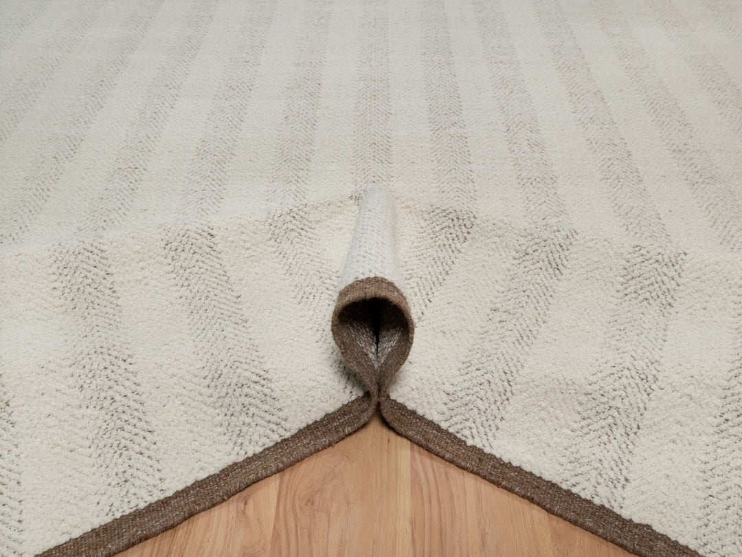 9'1" x 12'0" New Hand Knotted Ivory Wool Rectangle Oriental Rug - MOA10292152